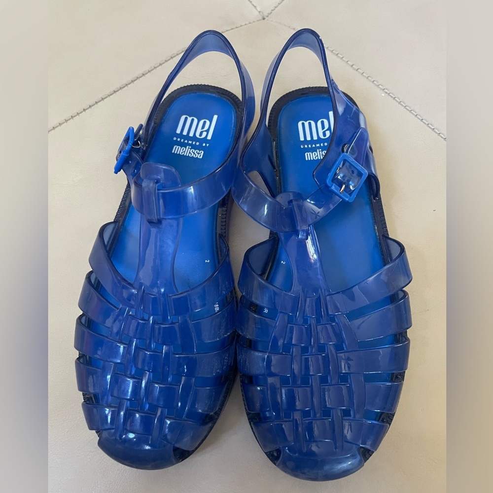 Mel Dreamed by Melissa Blue Jelly Sandals, Size 3